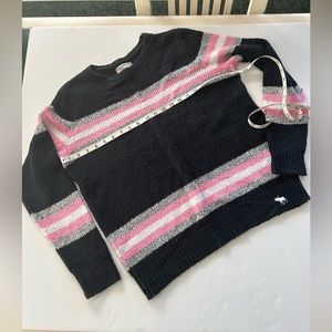ABERCROMBIE & FITCH KIDS BLACK, PINK & WHITE STRIPED SWEATER SIZE 15/16